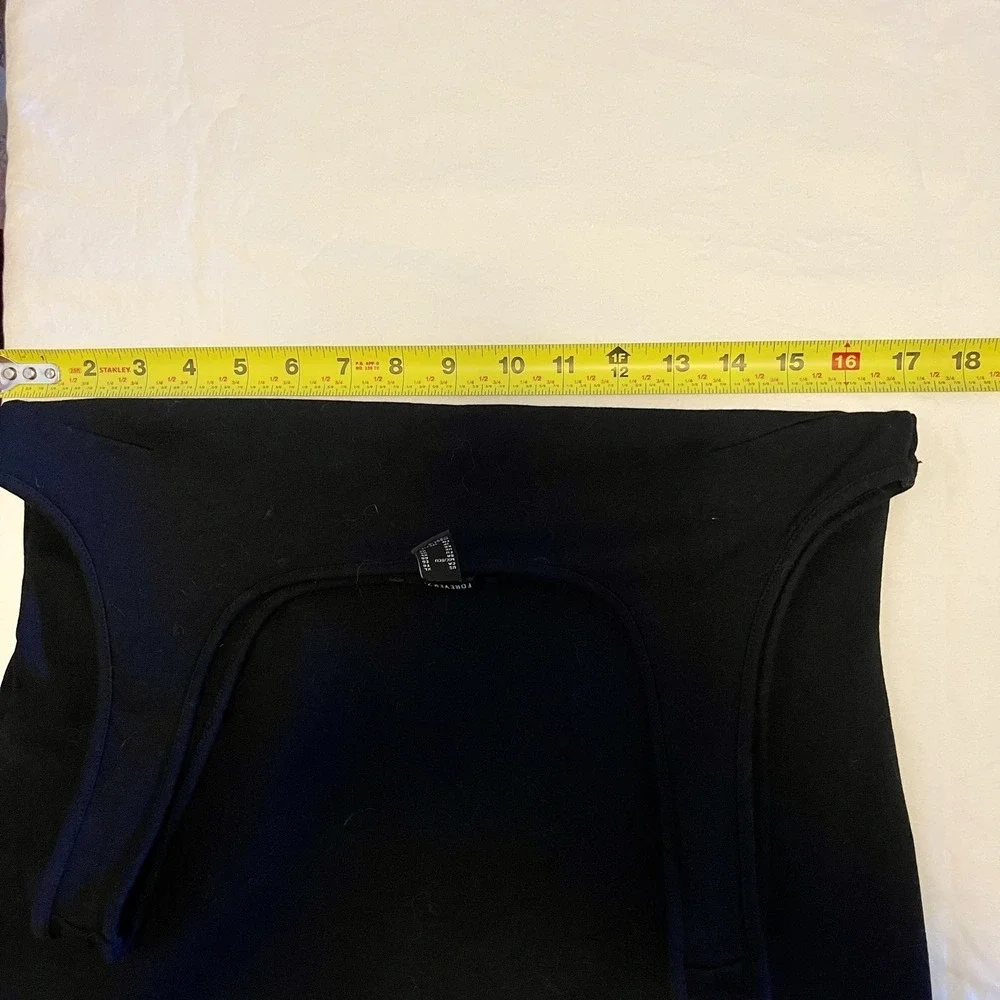 Forever 21 Black Stretchy Bodycon Tank Neckline Maxi Dress Size XL Leg Slit Sexy